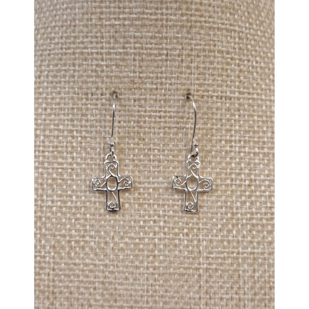 Sterling Silver Celtic Cross Dangle Earrings LA 925